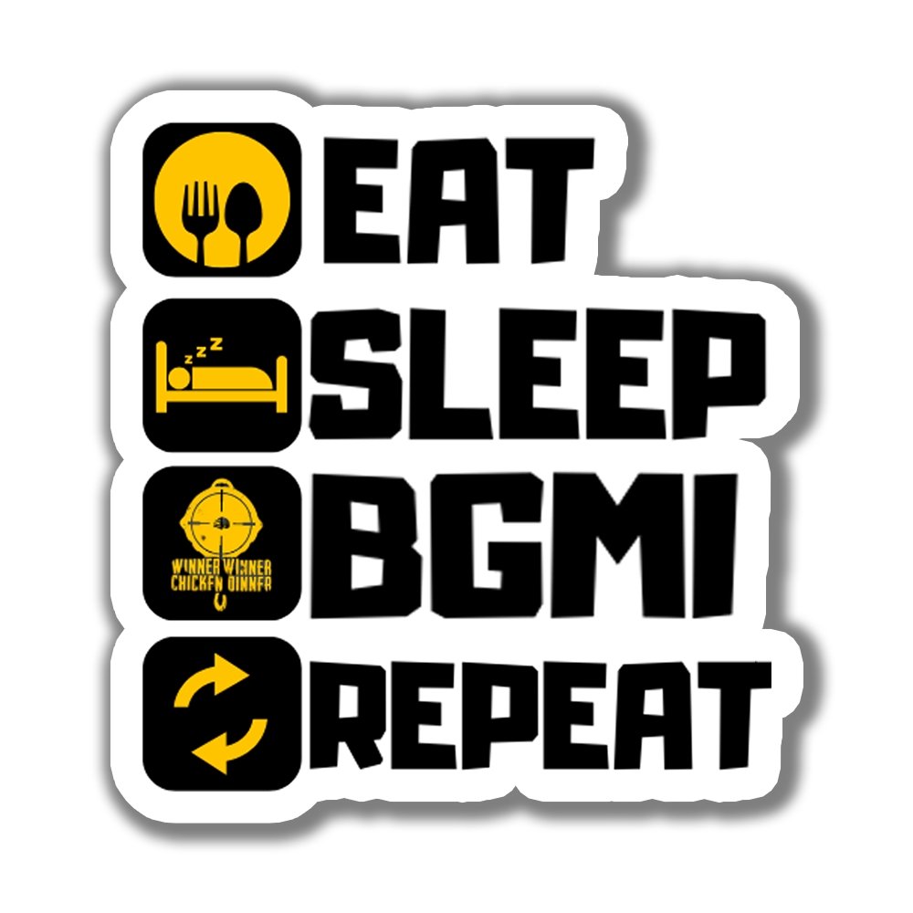 EAT SLEEP BGMI REPEAT STICKER