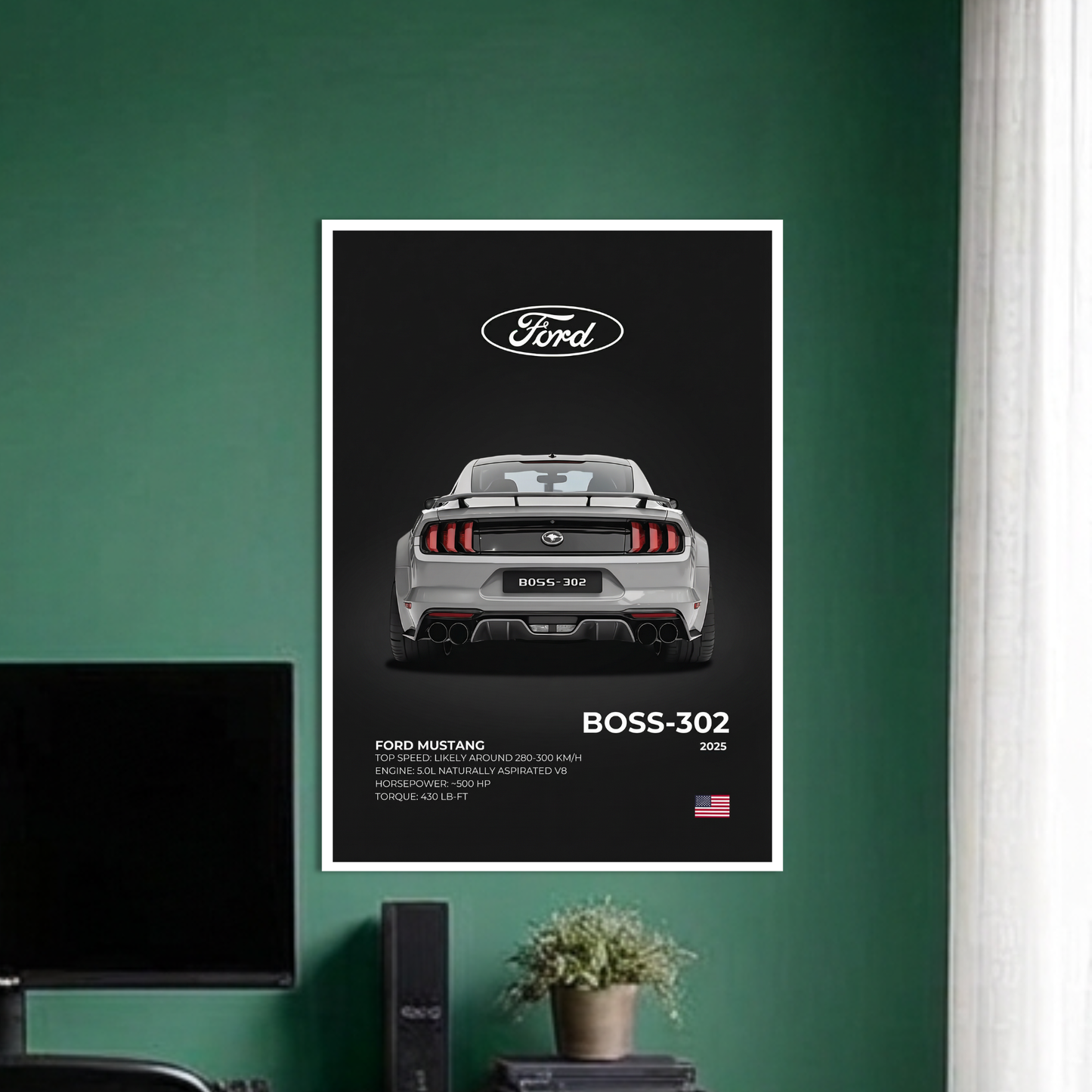 FORD MUSTANG BOSS-302 | C-4 | CAR POSTER