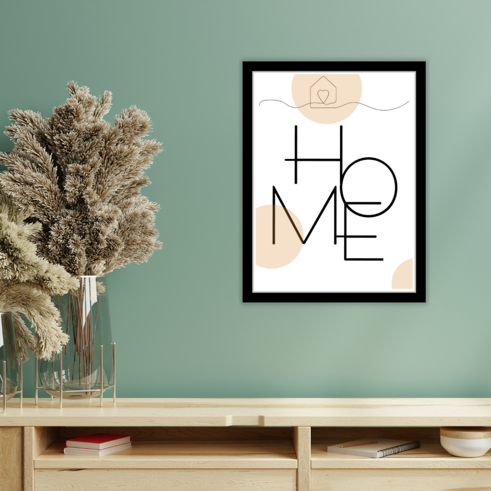 Minimalist "Home" typography wall art-Premium Framed Poster
