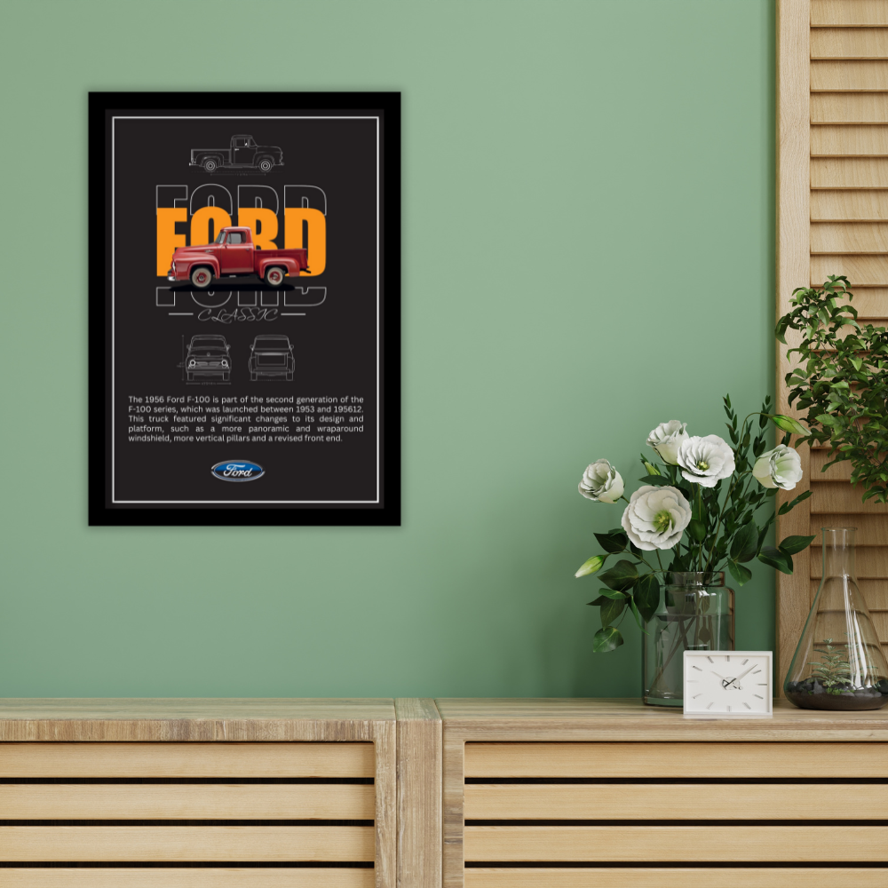 FORD F-100 1956 - Premium Framed Poster