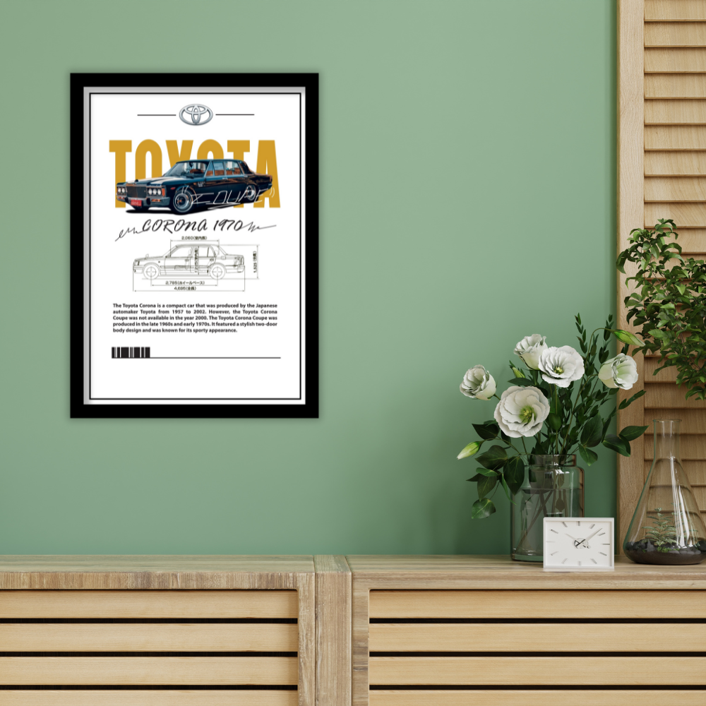 TOYOTA CORONA 1970 - Premium Framed Poster