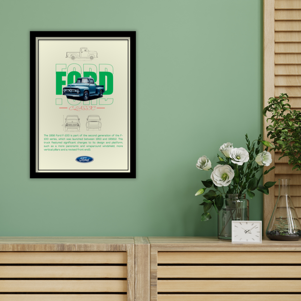 FORD CLASSIC F-100 1956 - Premium Framed Poster