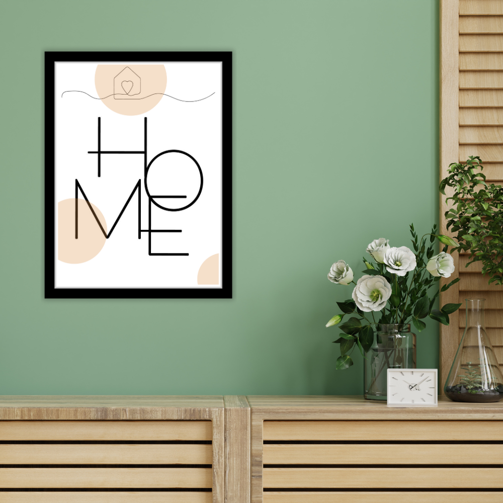 Minimalist "Home" typography wall art-Premium Framed Poster