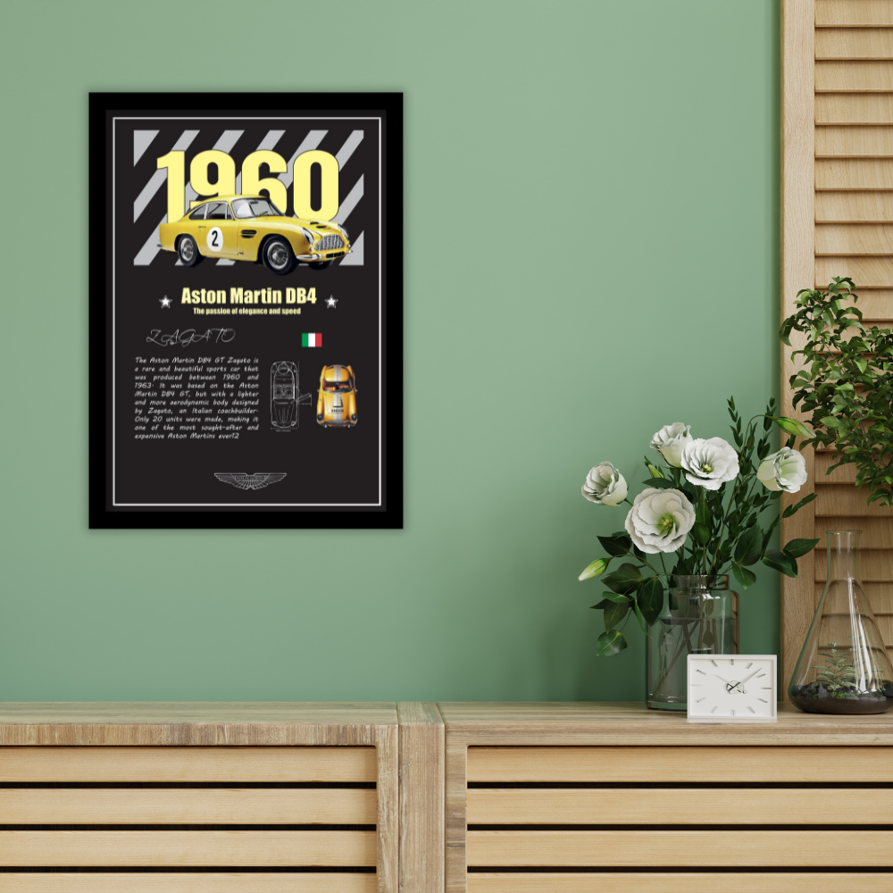 ASTON MARTIN DB4 GT ZAGATO 1960 - Premium Framed Poster