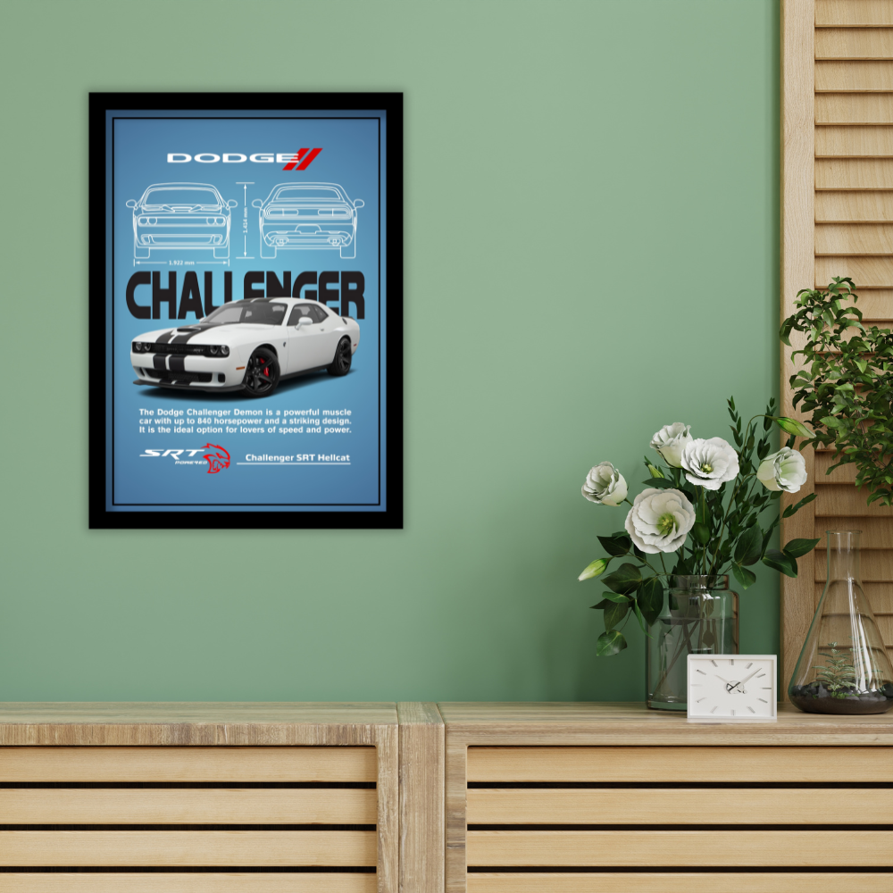 DODGE CHALLENGER SRT HELLCAT - Premium Framed Poster