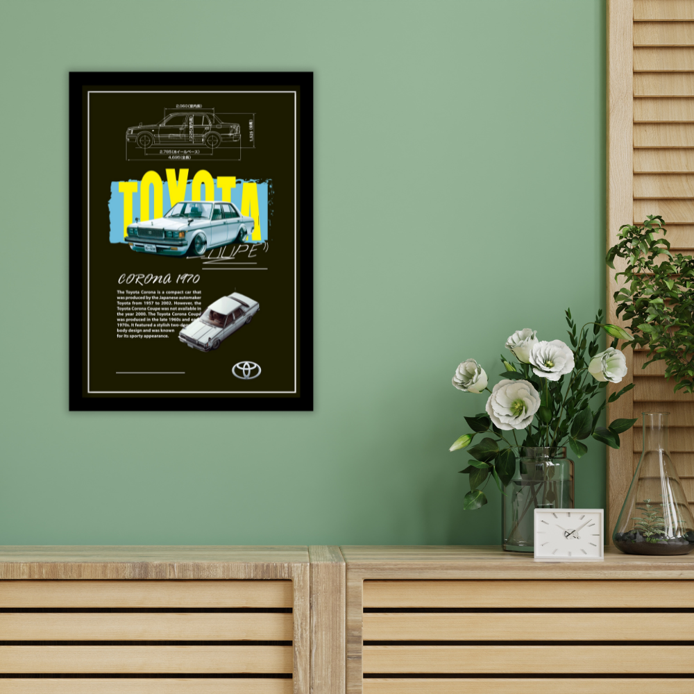 TOYOTA CORONA 1970 - Premium Framed Poster