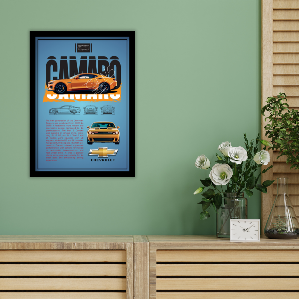 CHEVROLET CAMARO 5TH GEN - Premium Framed Poster