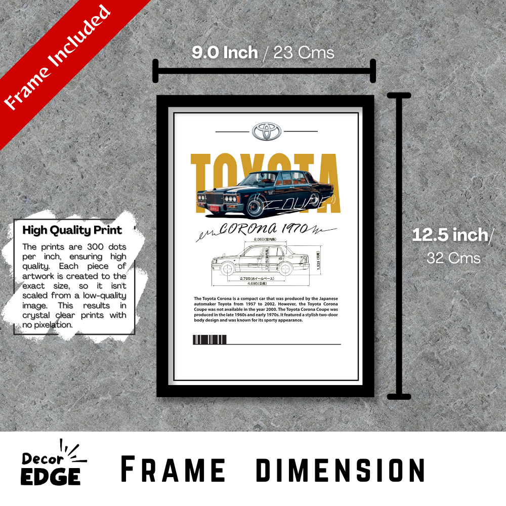 TOYOTA CORONA 1970 - Premium Framed Poster