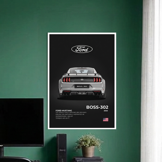 FORD MUSTANG BOSS-302 | C-4 | CAR POSTER