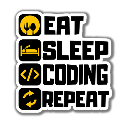 EAT SLEEP CODING REPEAT STICKER