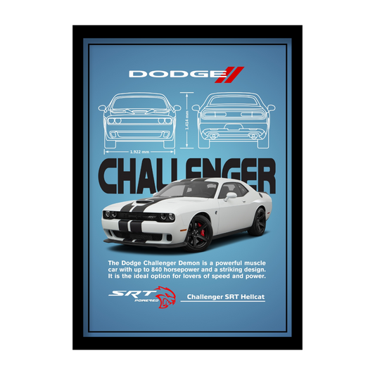 DODGE CHALLENGER SRT HELLCAT - Premium Framed Poster