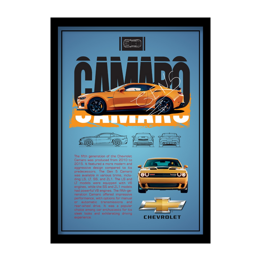 CHEVROLET CAMARO 5TH GEN - Premium Framed Poster