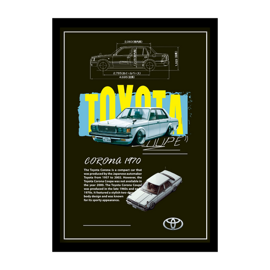 TOYOTA CORONA 1970 - Premium Framed Poster