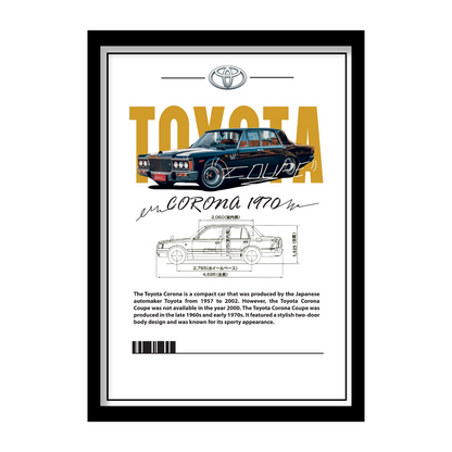 TOYOTA CORONA 1970 - Premium Framed Poster
