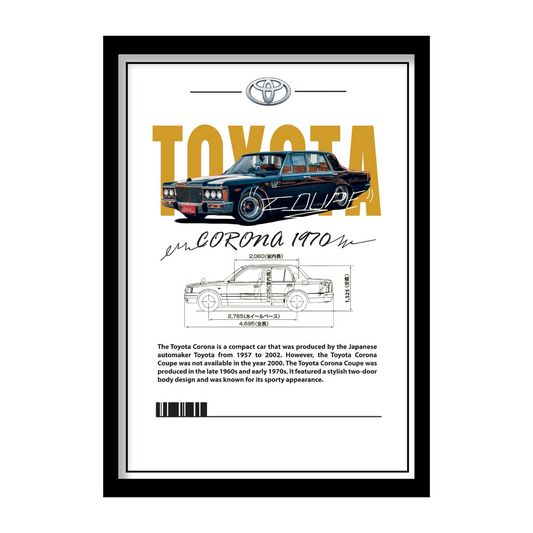 TOYOTA CORONA 1970 - Premium Framed Poster