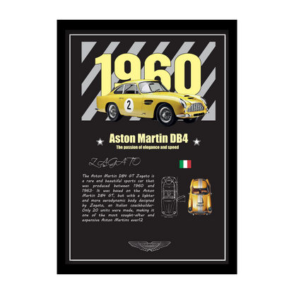ASTON MARTIN DB4 GT ZAGATO 1960 - Premium Framed Poster