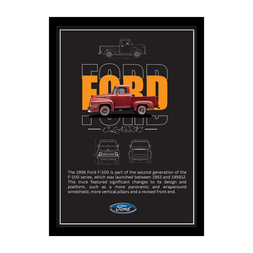 FORD F-100 1956 - Premium Framed Poster