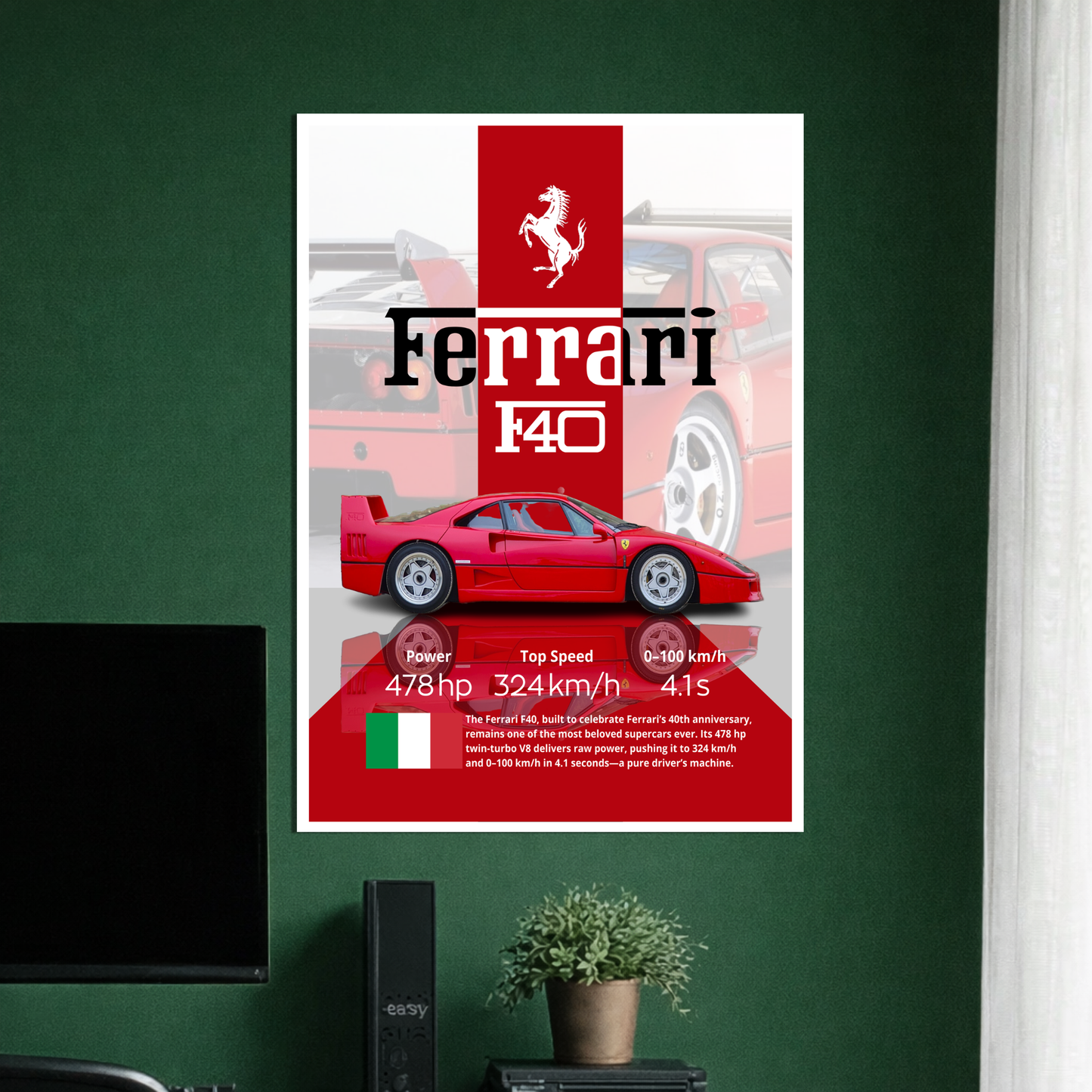 FERRARI F40 | C-1 | CAR POSTER