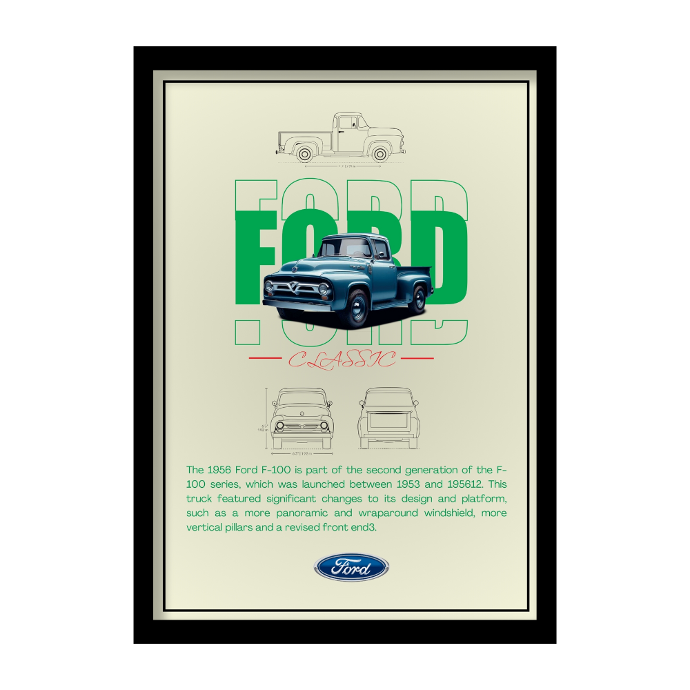 FORD CLASSIC F-100 1956 - Premium Framed Poster