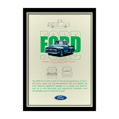 FORD CLASSIC F-100 1956 - Premium Framed Poster