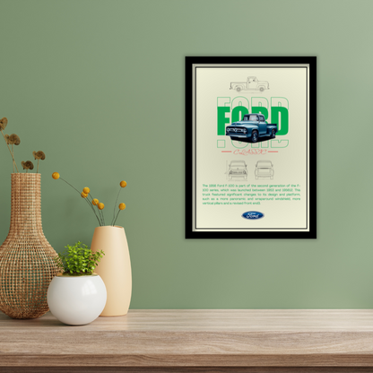 FORD CLASSIC F-100 1956 - Premium Framed Poster