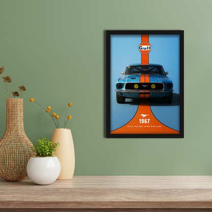 GULF RACINF FORD MUSTANG | C-V3 | CAR POSTER