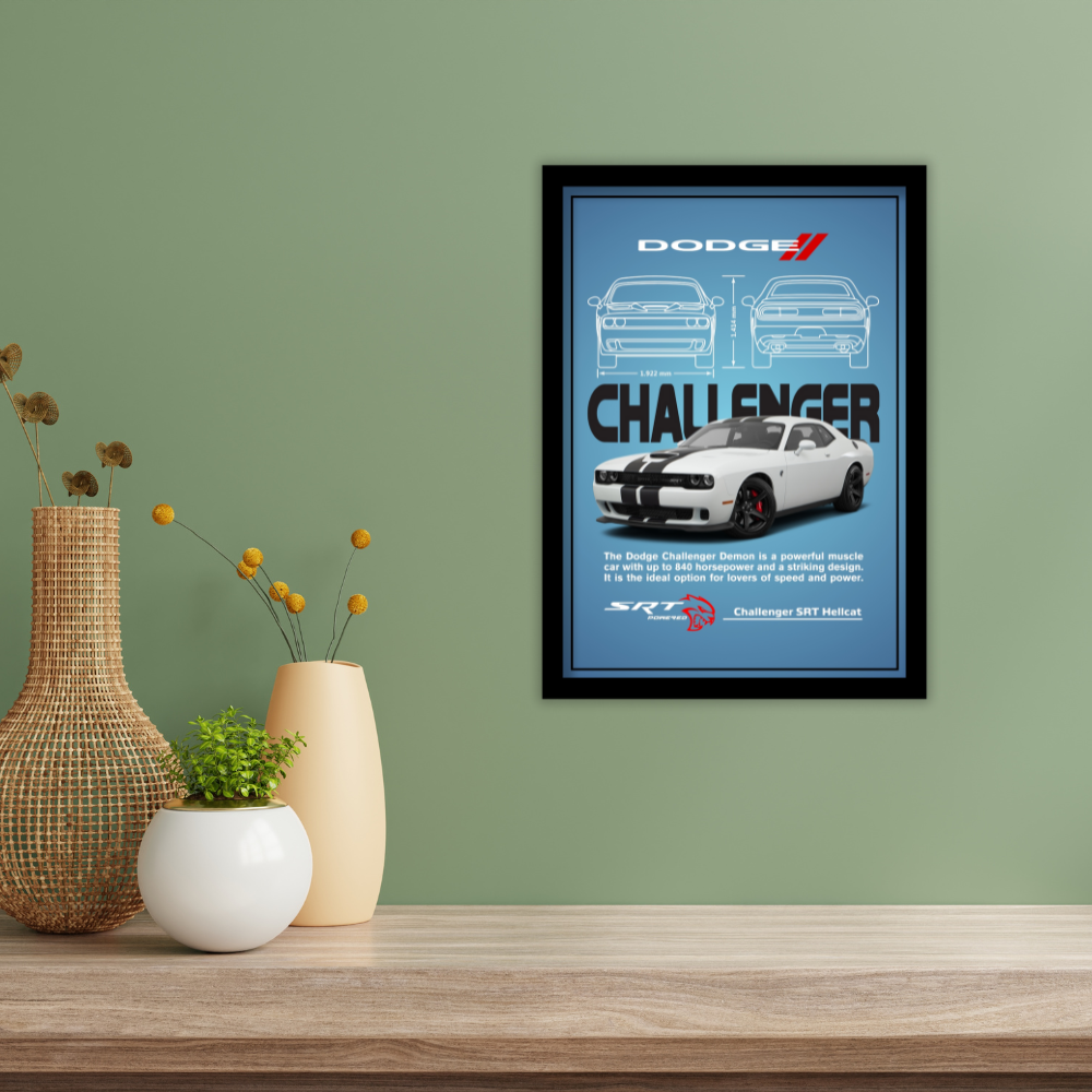 DODGE CHALLENGER SRT HELLCAT - Premium Framed Poster