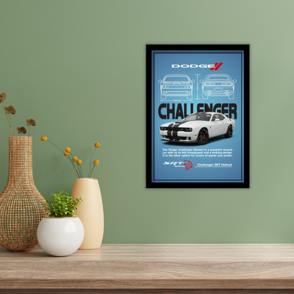 DODGE CHALLENGER SRT HELLCAT - Premium Framed Poster
