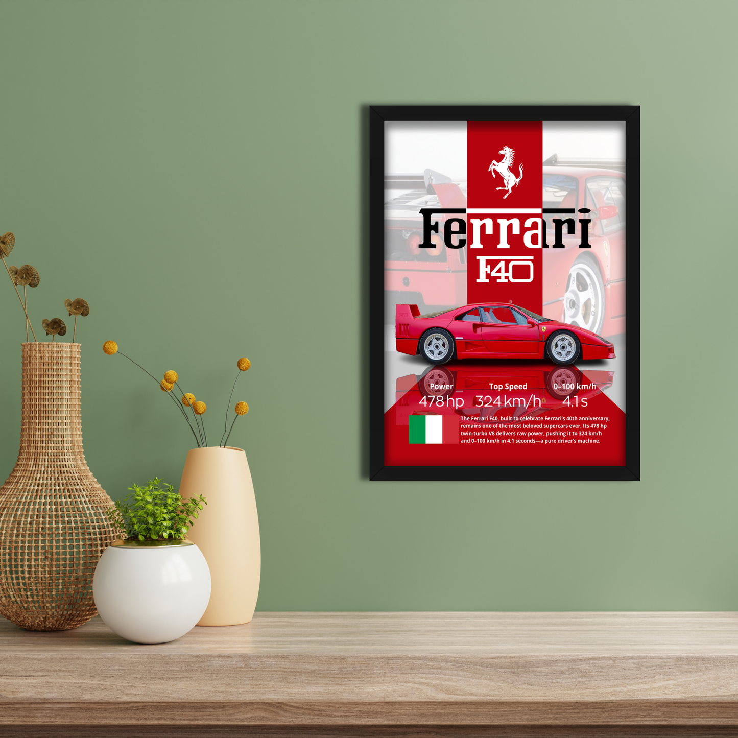 FERRARI F40 | C-V4 | CAR POSTER