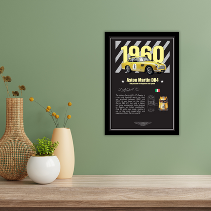 ASTON MARTIN DB4 GT ZAGATO 1960 - Premium Framed Poster