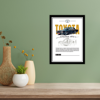TOYOTA CORONA 1970 - Premium Framed Poster