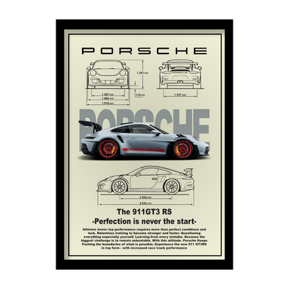 PORSCHE THE 911 GT3 RS - Premium Framed Poster