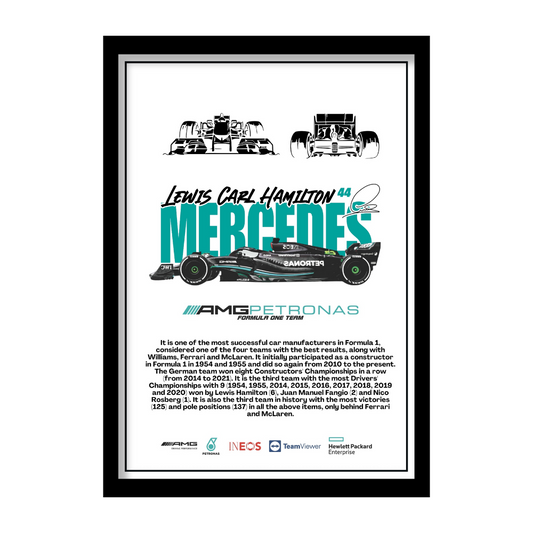 MERCEDES LEWIS CARL HAMILTON 44 - Premium Framed Poster