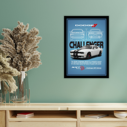 DODGE CHALLENGER SRT HELLCAT - Premium Framed Poster