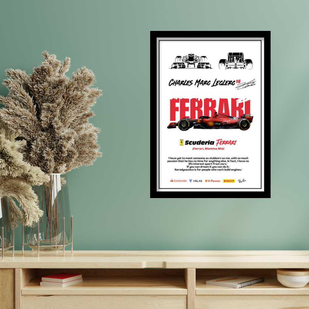 FERRARI CHARLES MARC LECLERC 16 - Premium Framed Poster