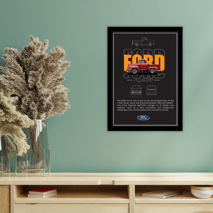 FORD F-100 1956 - Premium Framed Poster