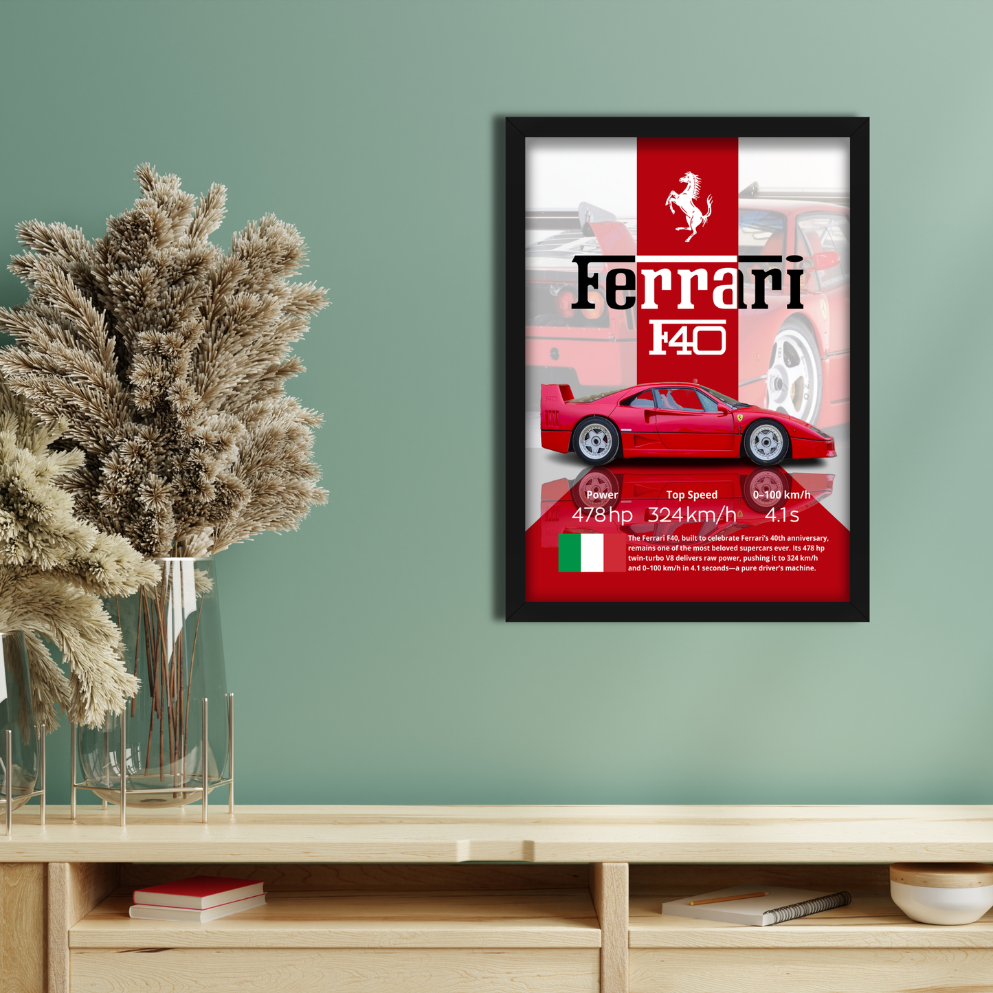 FERRARI F40 | C-V4 | CAR POSTER