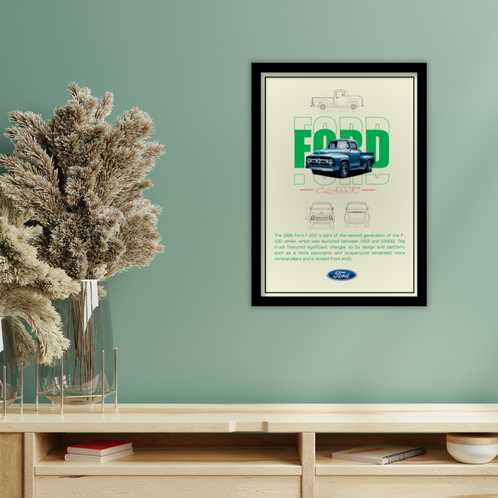 FORD CLASSIC F-100 1956 - Premium Framed Poster