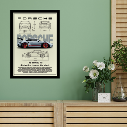 PORSCHE THE 911 GT3 RS - Premium Framed Poster