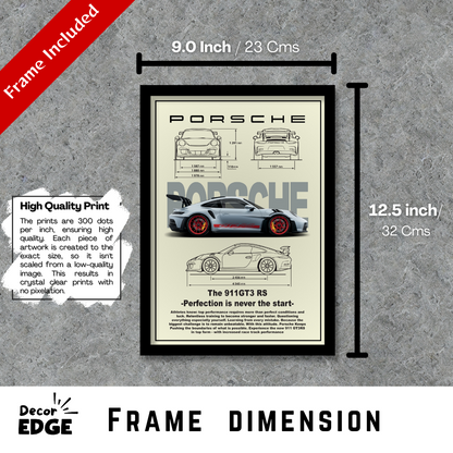 PORSCHE THE 911 GT3 RS - Premium Framed Poster