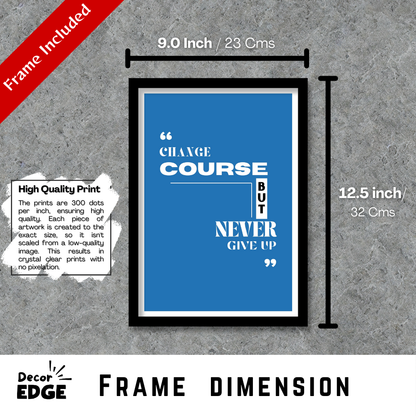 Change course but never give up -  Premium Framed Poster