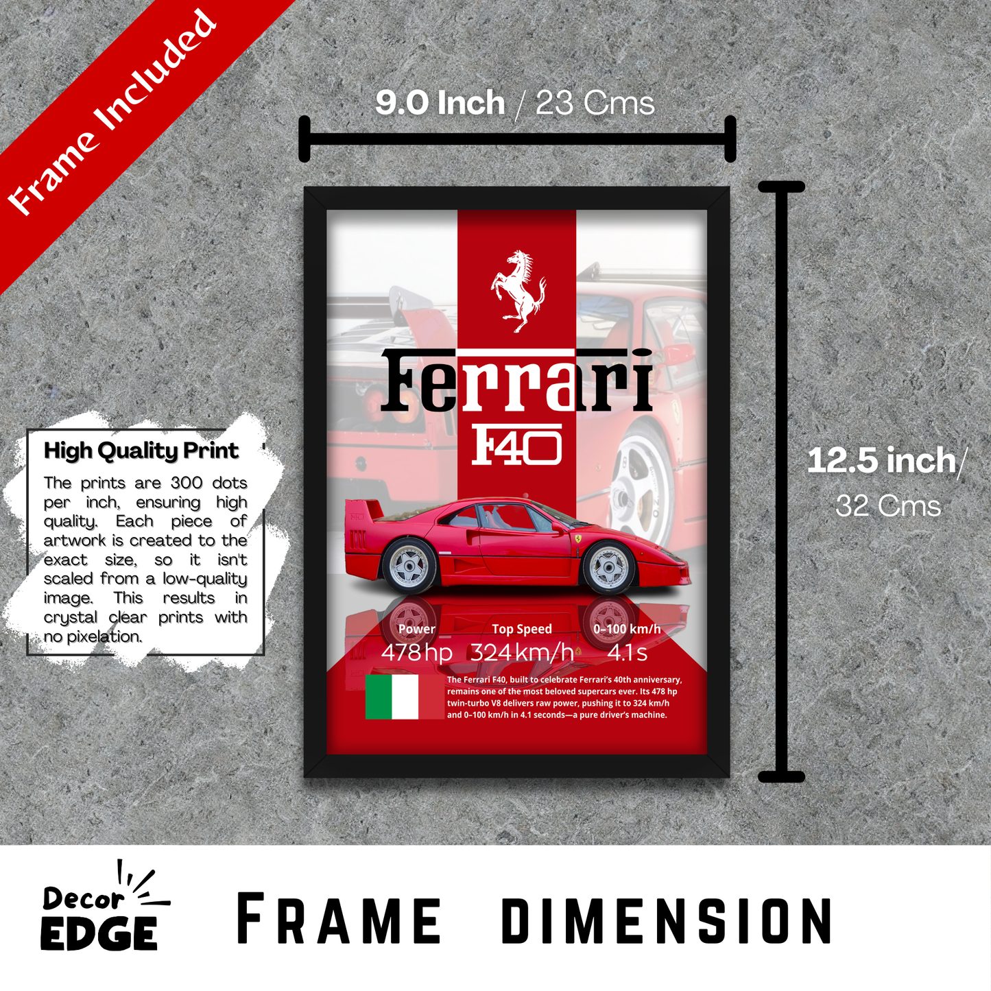 FERRARI F40 | C-V4 | CAR POSTER