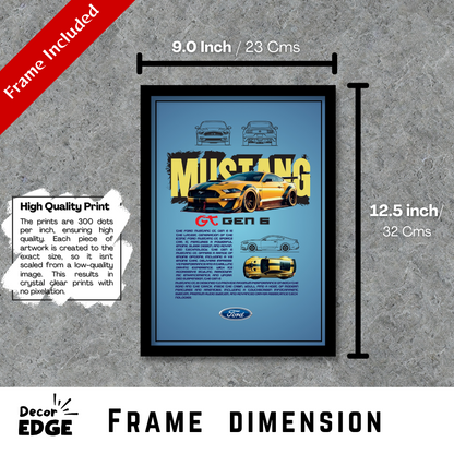 FORD MUSTANG GT GEN 6 - Premium Framed Poster
