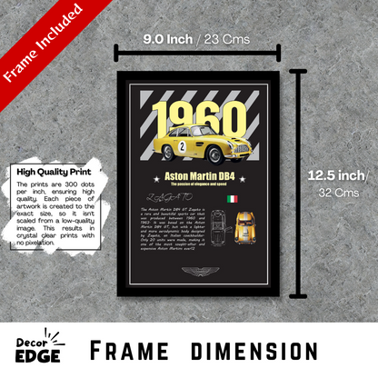 ASTON MARTIN DB4 GT ZAGATO 1960 - Premium Framed Poster