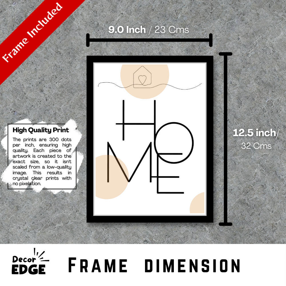 Minimalist "Home" typography wall art-Premium Framed Poster