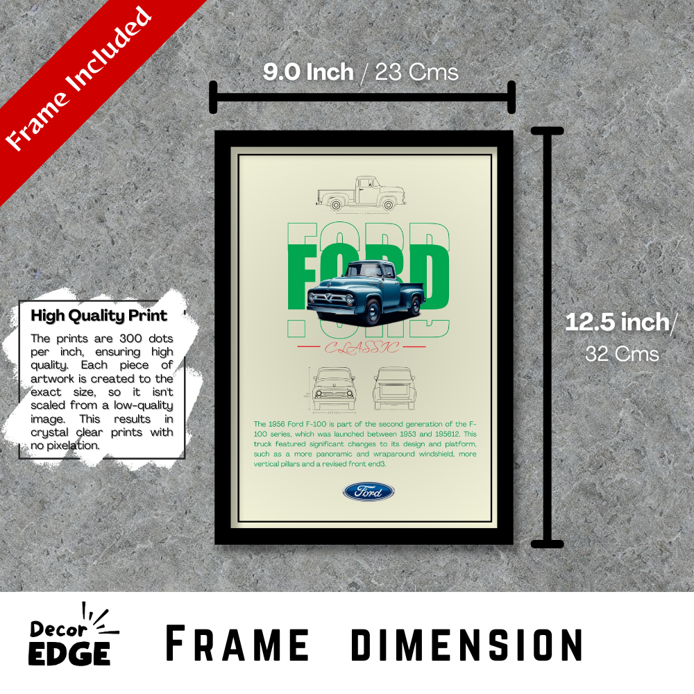 FORD CLASSIC F-100 1956 - Premium Framed Poster
