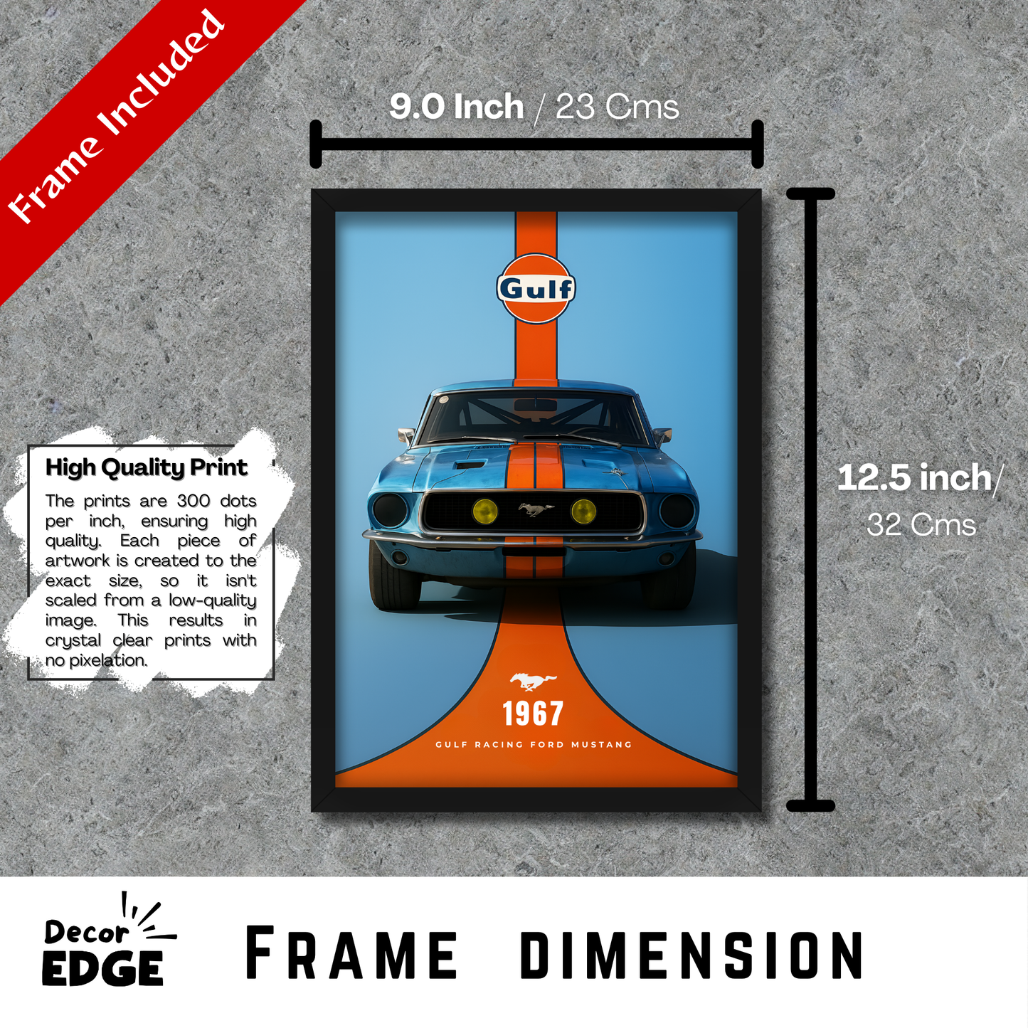 GULF RACINF FORD MUSTANG | C-V3 | CAR POSTER