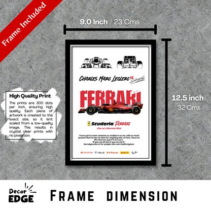 FERRARI CHARLES MARC LECLERC 16 - Premium Framed Poster