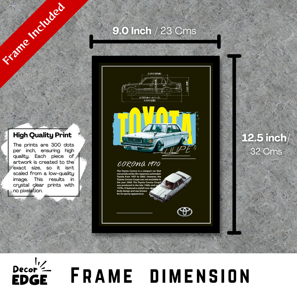 TOYOTA CORONA 1970 - Premium Framed Poster