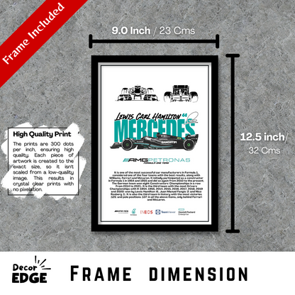 MERCEDES LEWIS CARL HAMILTON 44 - Premium Framed Poster